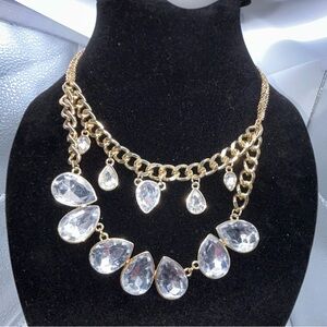 Two tier gold and crystal necklace